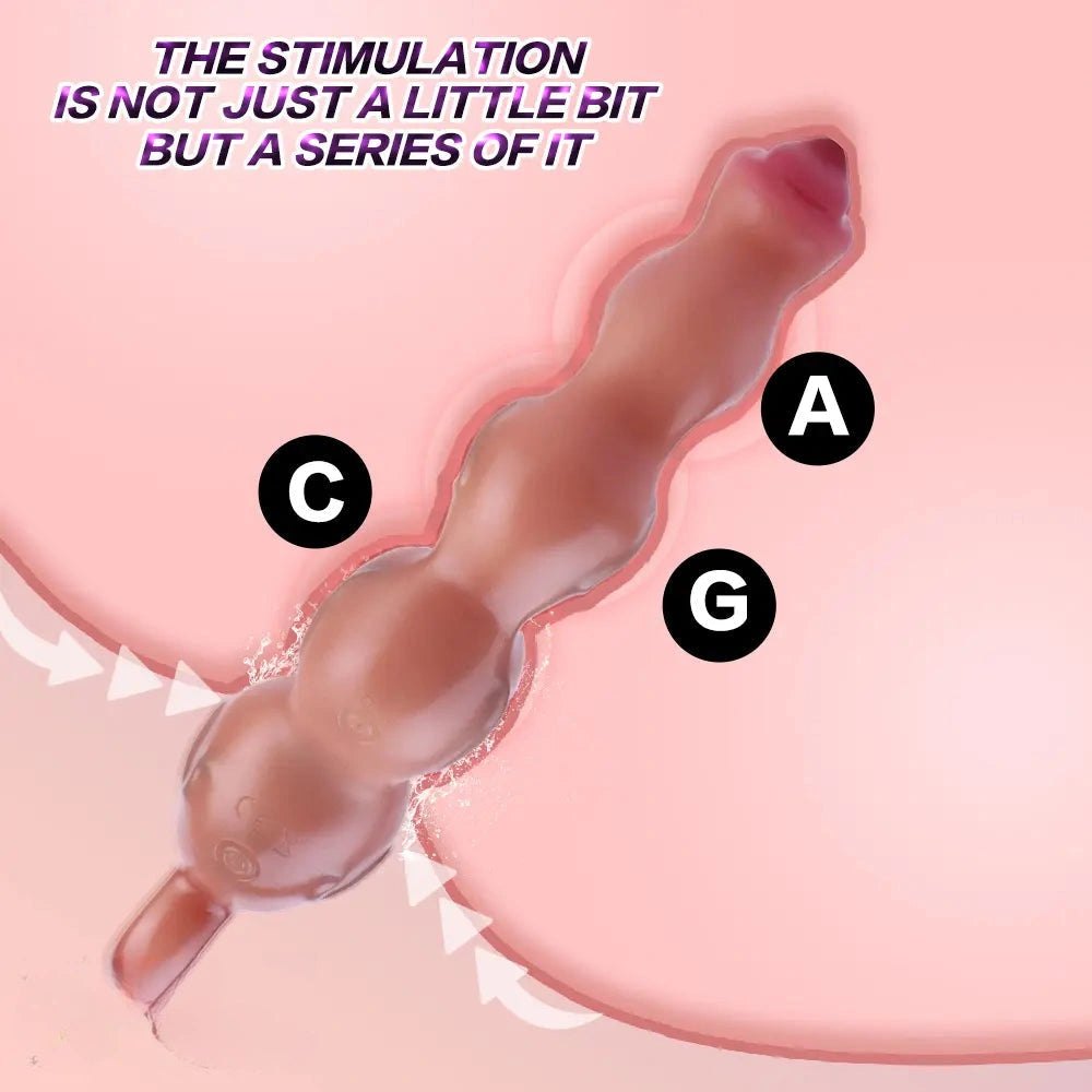 Flesh tone graduated bead vibrating dildo, photo 2