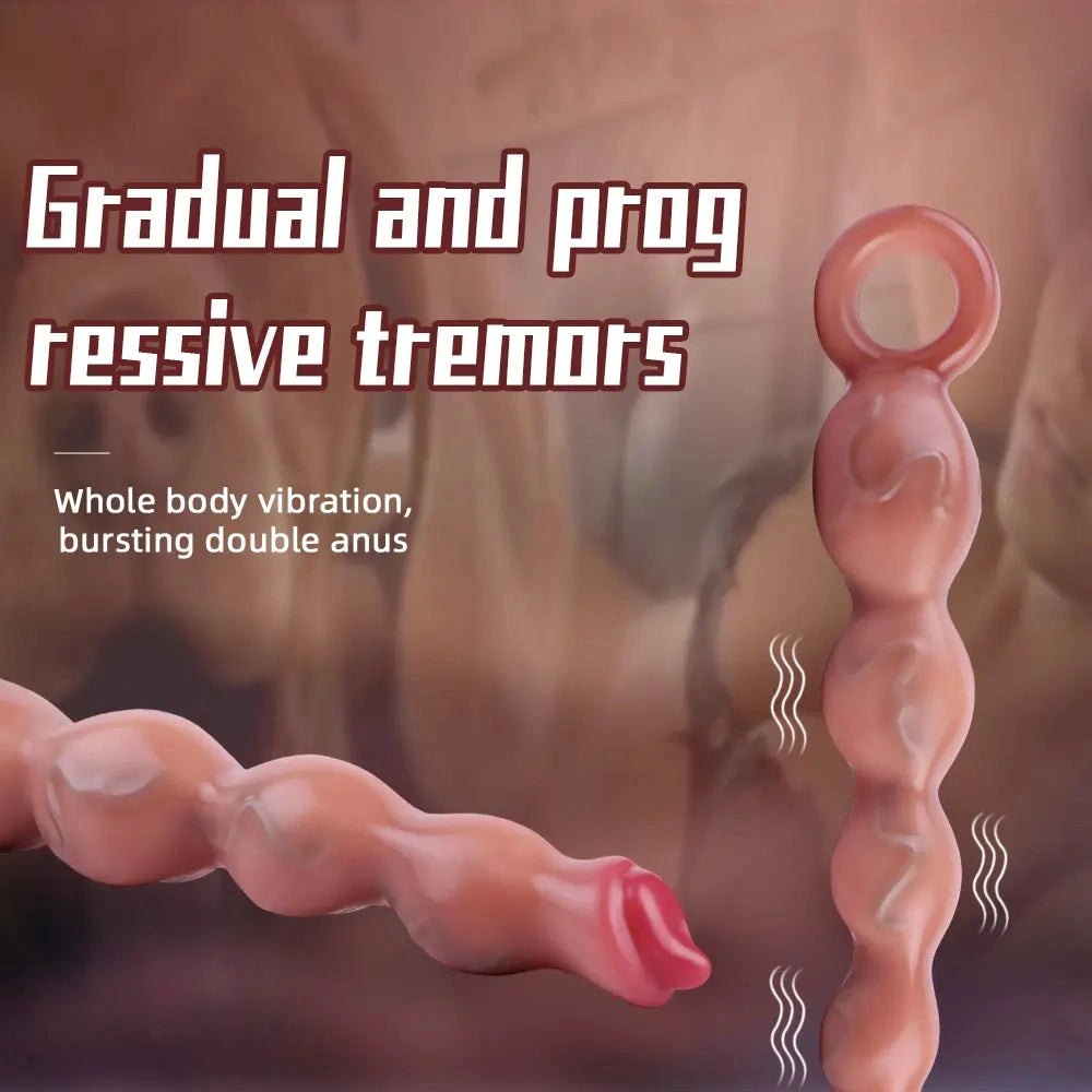 Flesh tone graduated bead vibrating dildo, photo 4