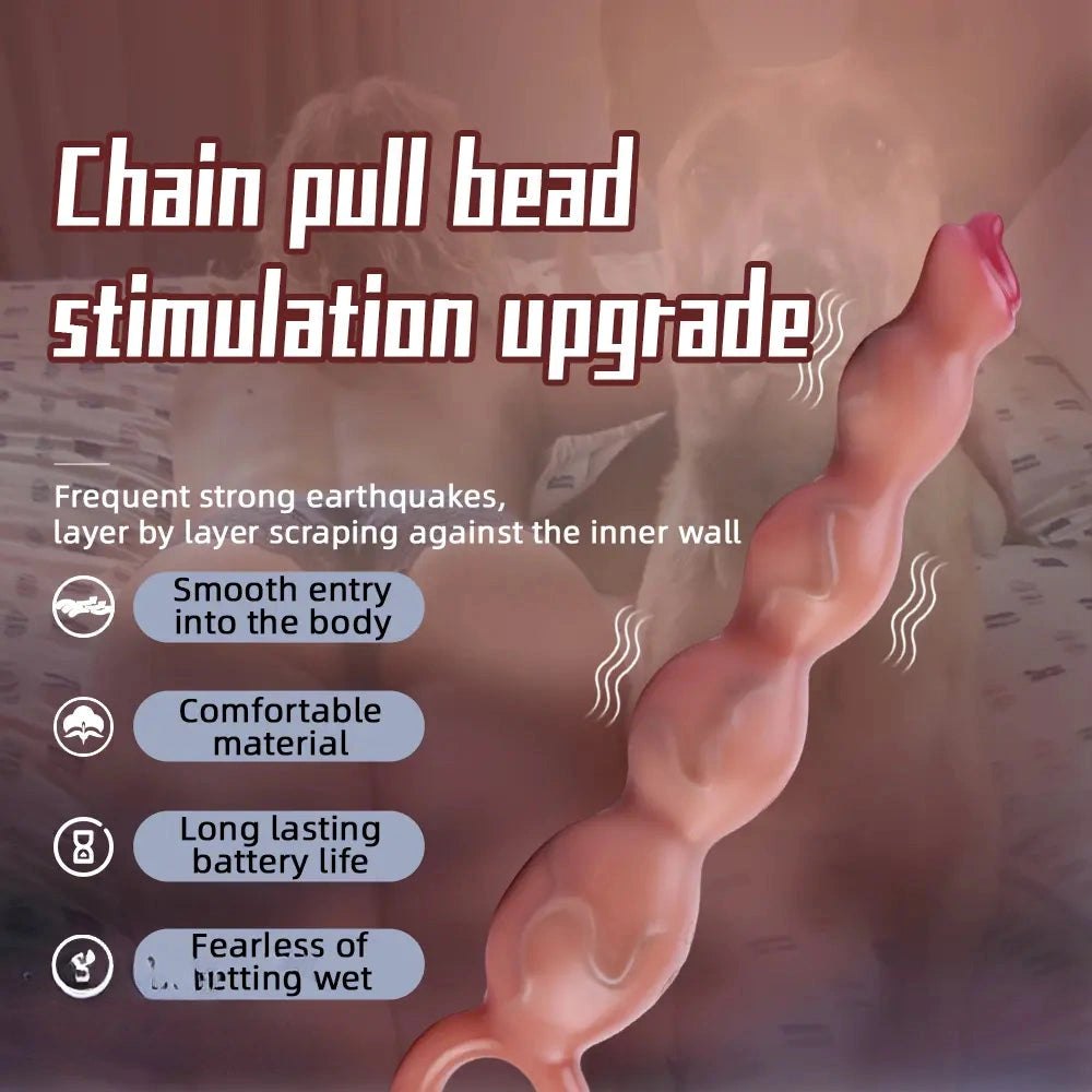 Flesh tone graduated bead vibrating dildo, photo 5