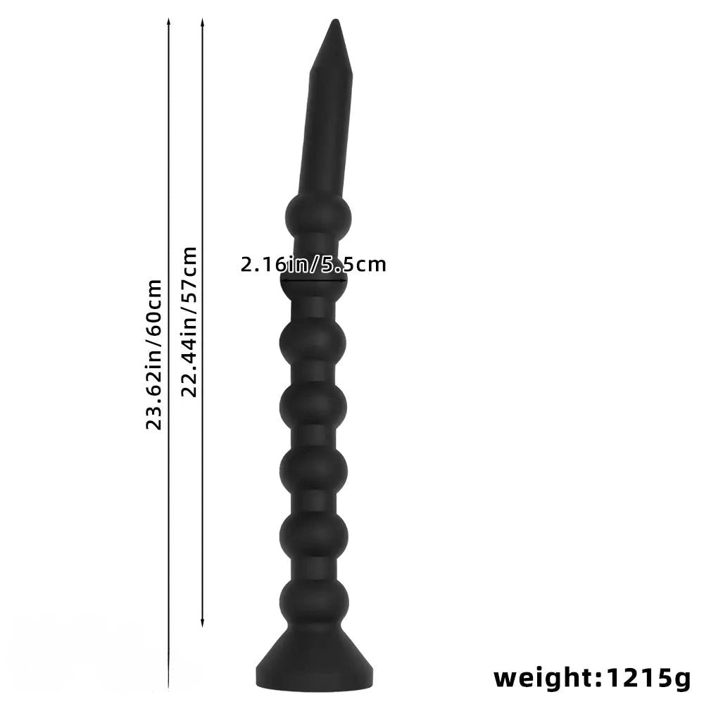 Black graduated beads anal dildo
