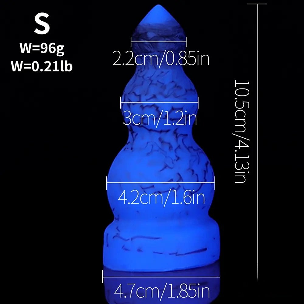 Blue marbled silicone butt plug, photo 5