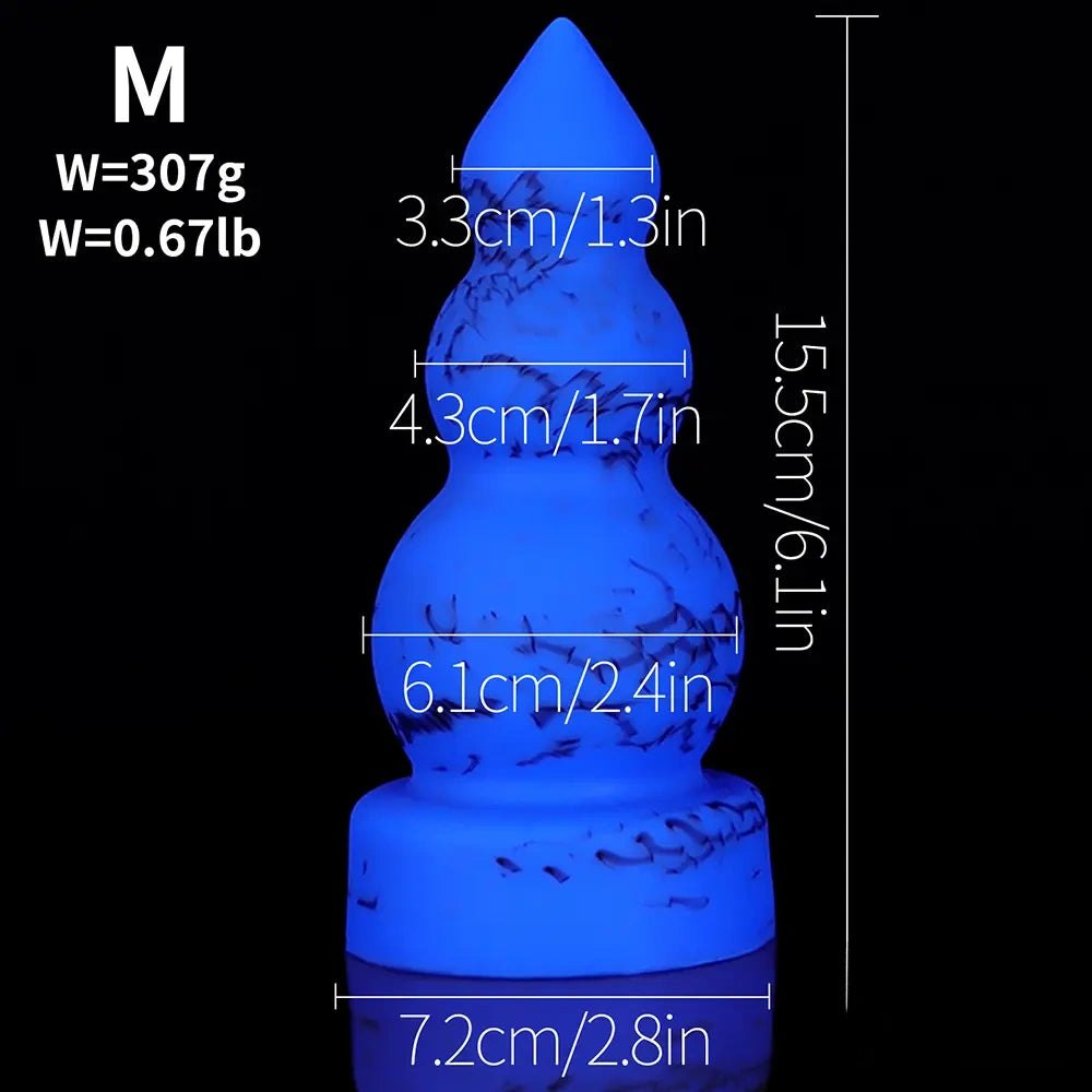 Blue marbled silicone butt plug, photo 6