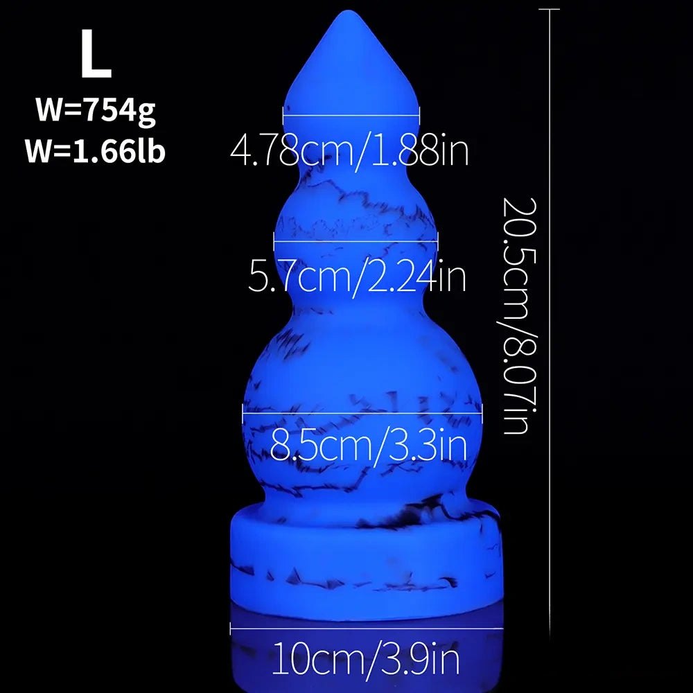 Blue marbled silicone butt plug, photo 7