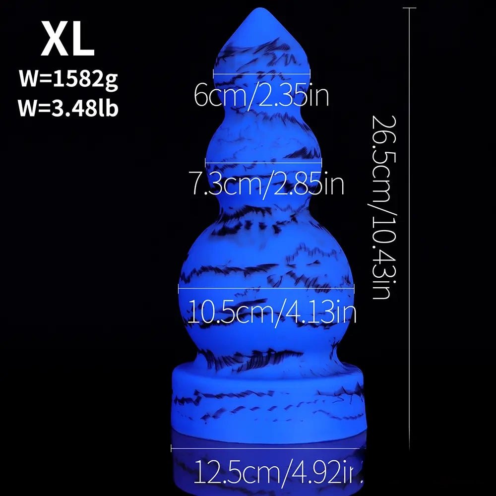 Blue marbled silicone butt plug, photo 8