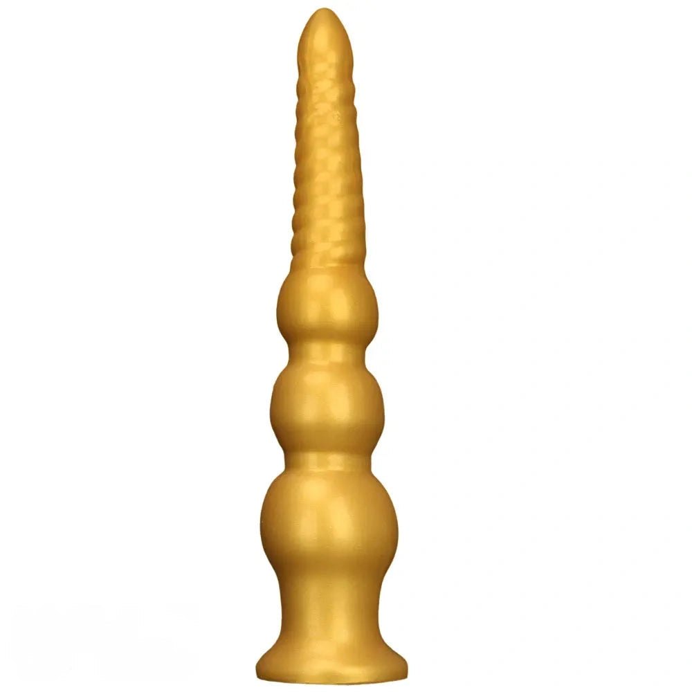 Gold ribbed silicone anal dildo, photo 1