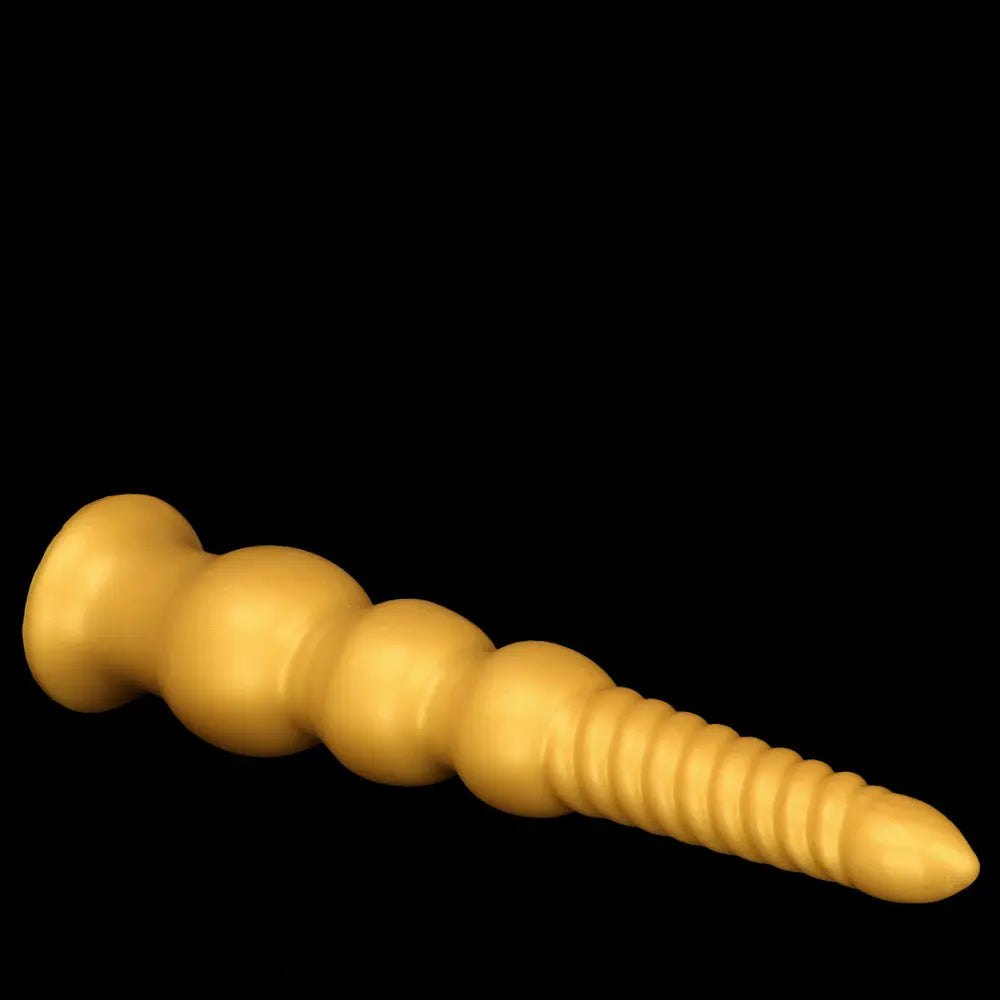 Gold ribbed silicone anal dildo, photo 13