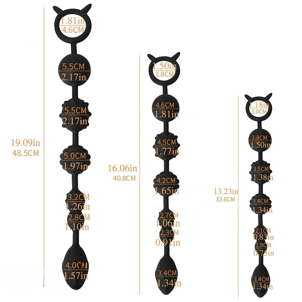 Black graduated silicone anal beads, photo 1
