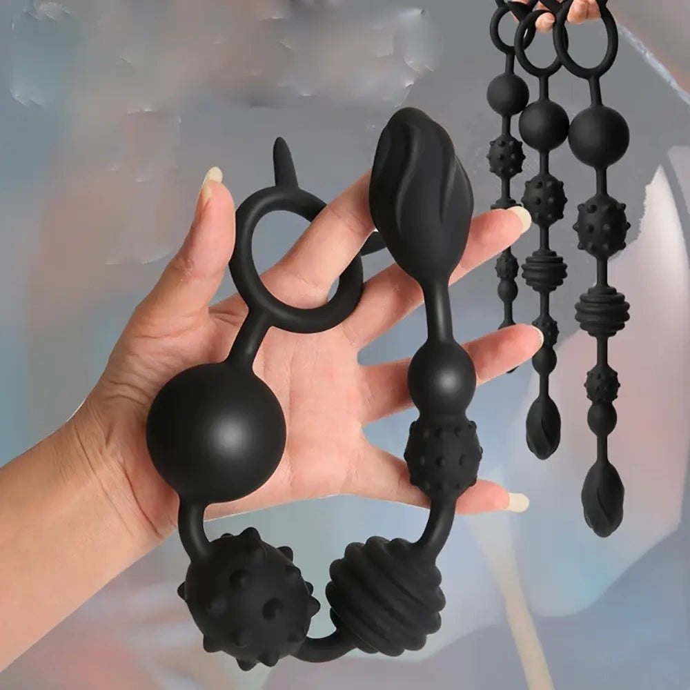 Black graduated silicone anal beads, photo 2