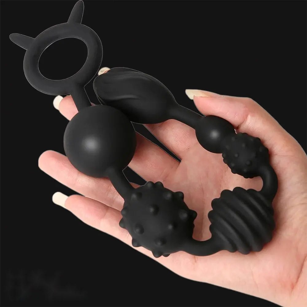 Black graduated silicone anal beads, photo 6