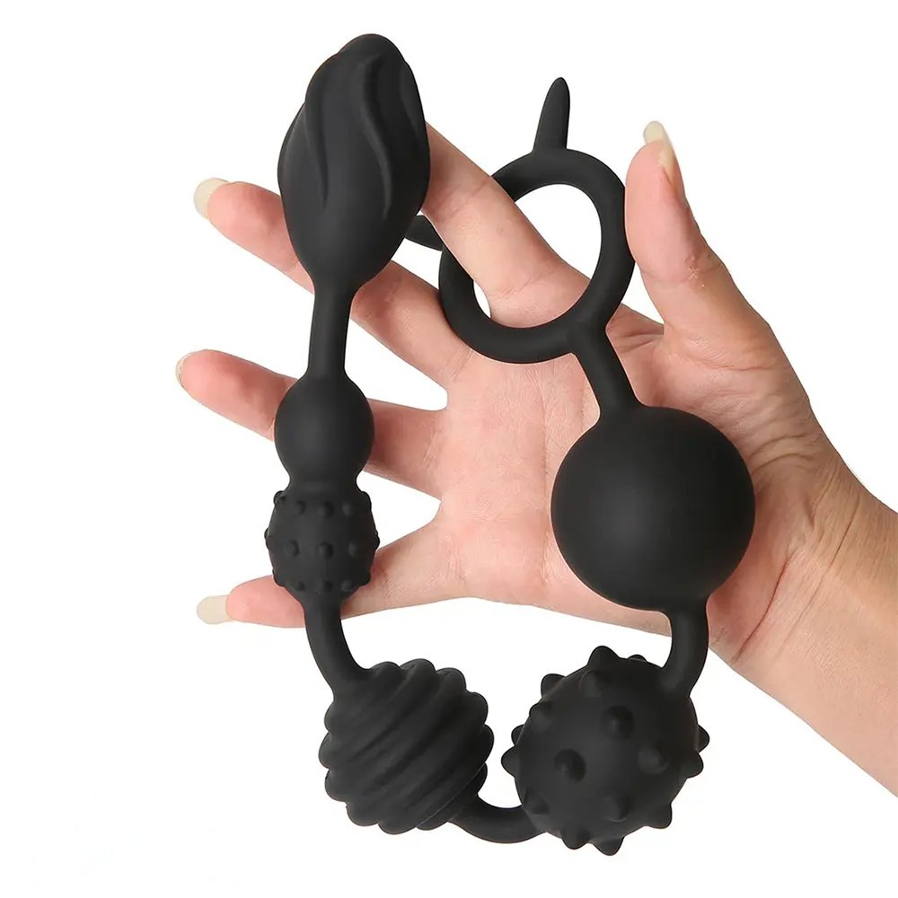 Black graduated silicone anal beads, photo 7
