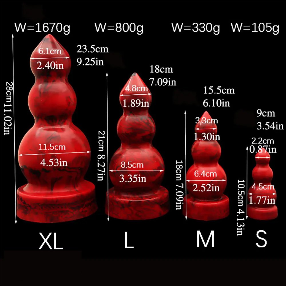 Red graduated silicone butt plug, photo 4