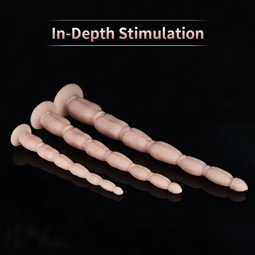 Flesh silicone graduated anal plug with suction cup base, photo 6