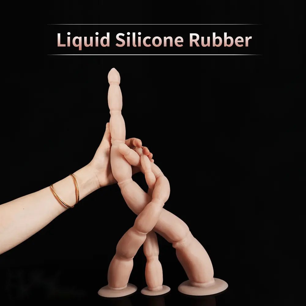 Flesh silicone graduated anal plug with suction cup base, photo 8