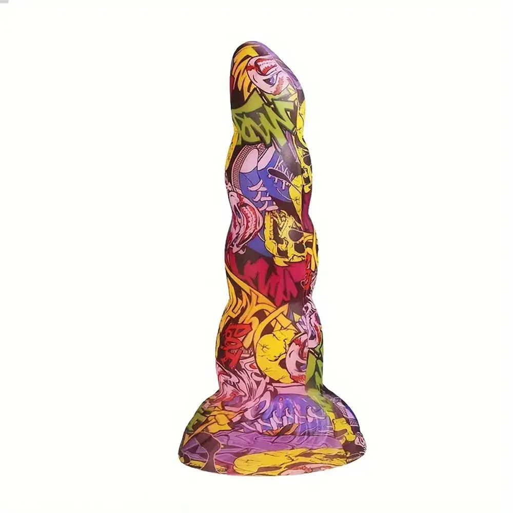 Graffiti pattern twisted fantasy silicone dildo, photo 2