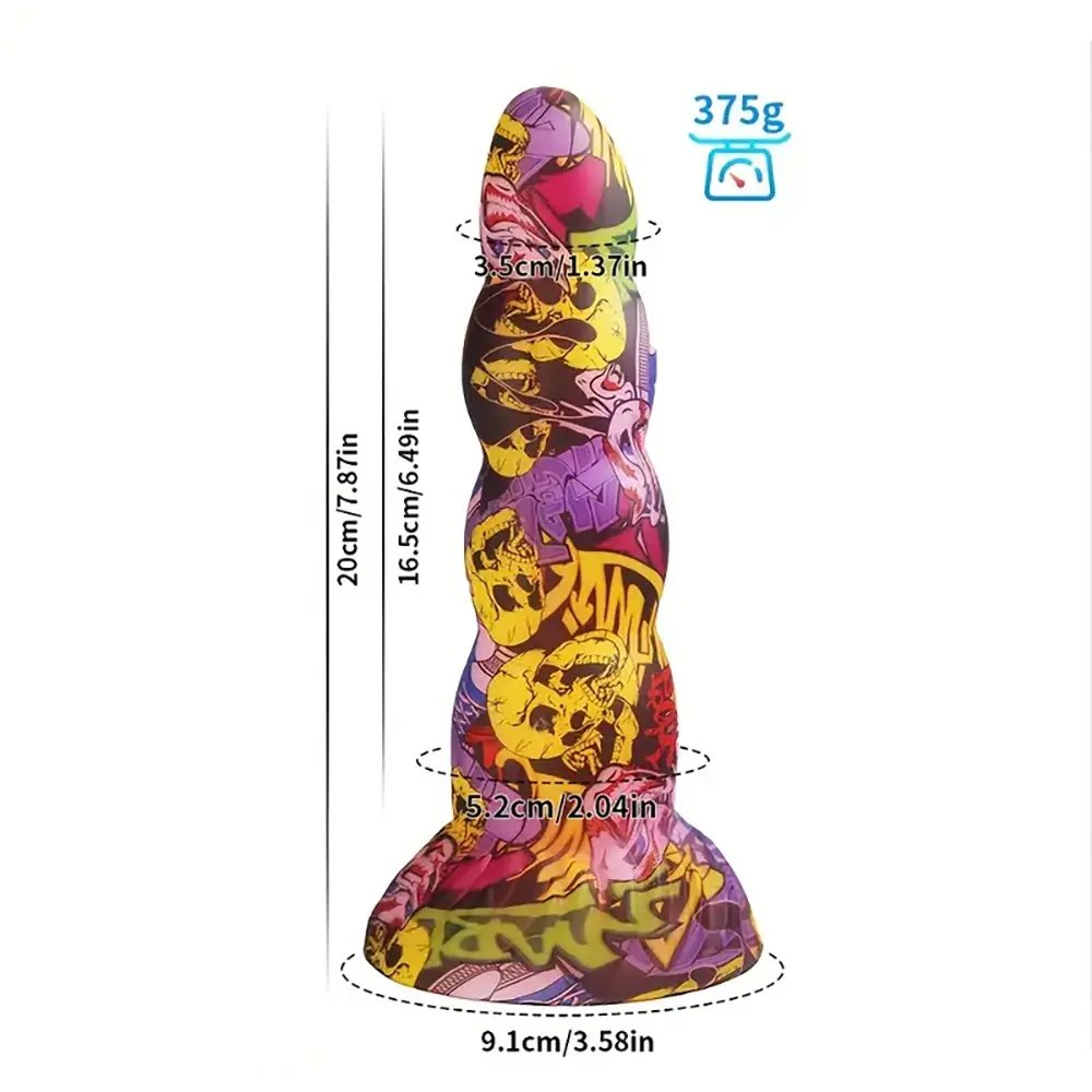 Graffiti pattern twisted fantasy silicone dildo, photo 6