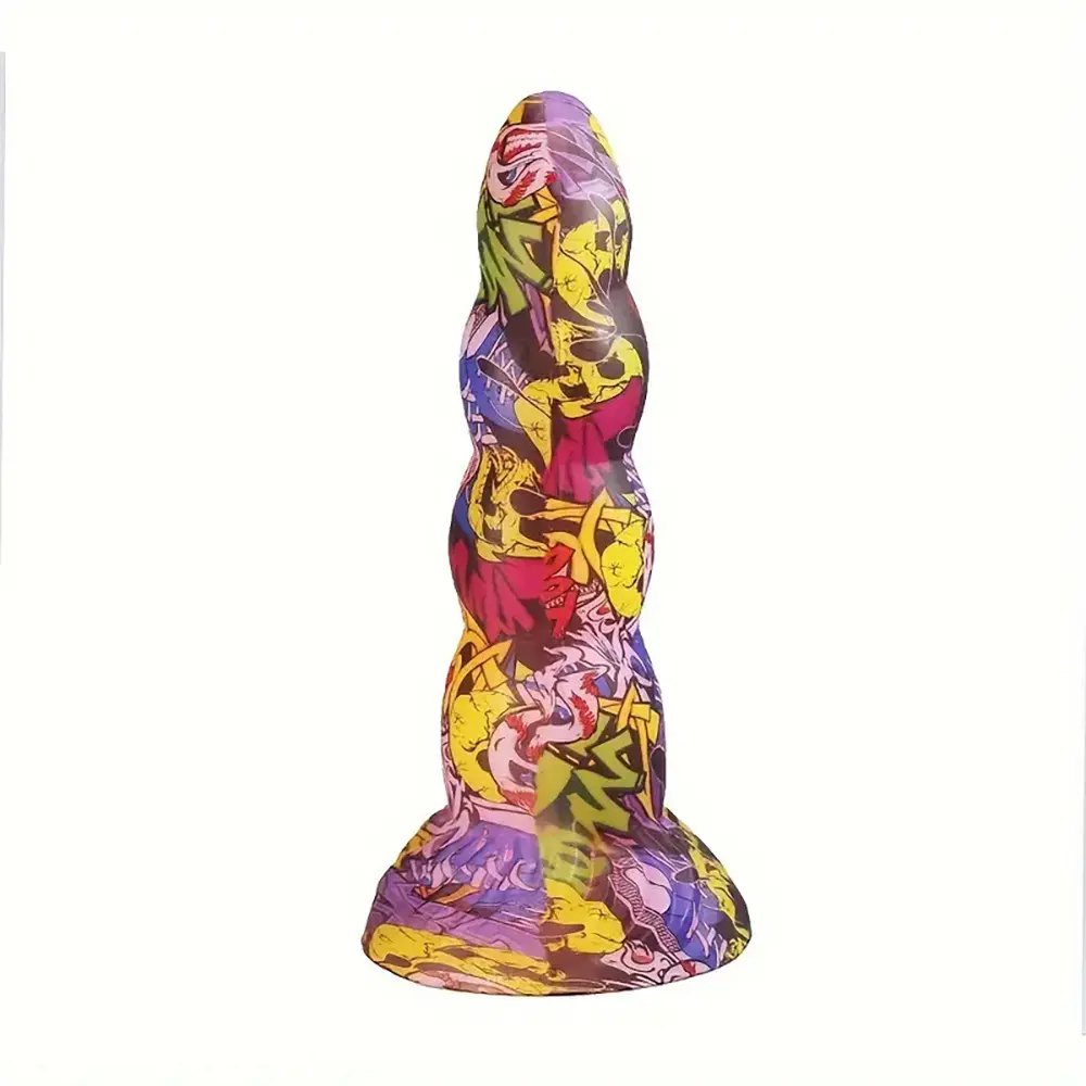 Graffiti pattern twisted fantasy silicone dildo, photo 9