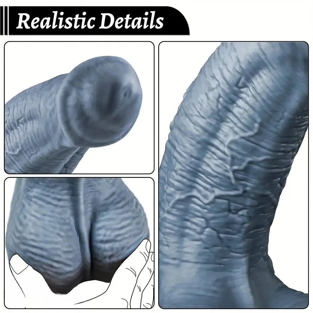 Gray silicone realistic dildo, photo 4