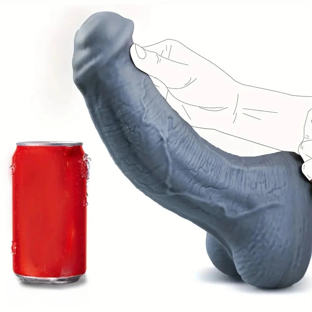 Gray silicone realistic dildo, photo 5