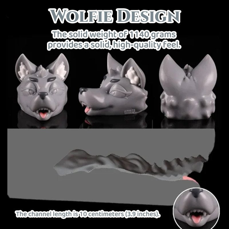 Gray wolf head male masturbator, photo 2