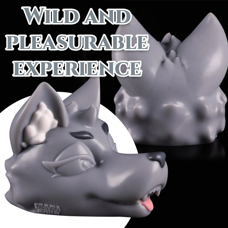 Gray wolf head male masturbator, photo 6