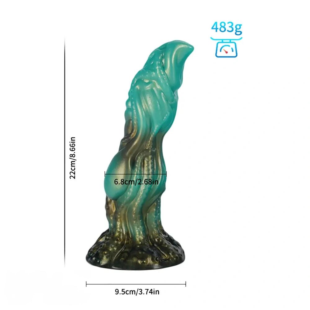 Green knotted animal dildo, photo 8