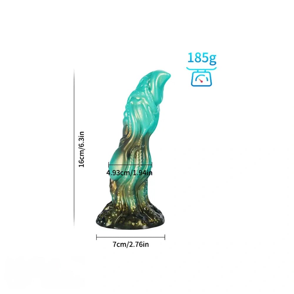 Green knotted animal dildo, photo 9