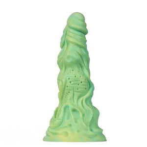Green textured monster silicone dildo, photo 1