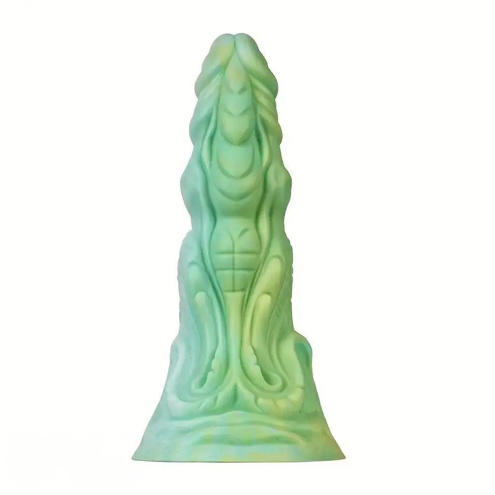 Green textured monster silicone dildo, photo 10