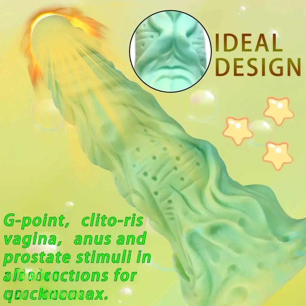 Green textured monster silicone dildo, photo 2