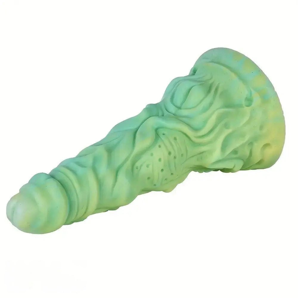Green textured monster silicone dildo, photo 3
