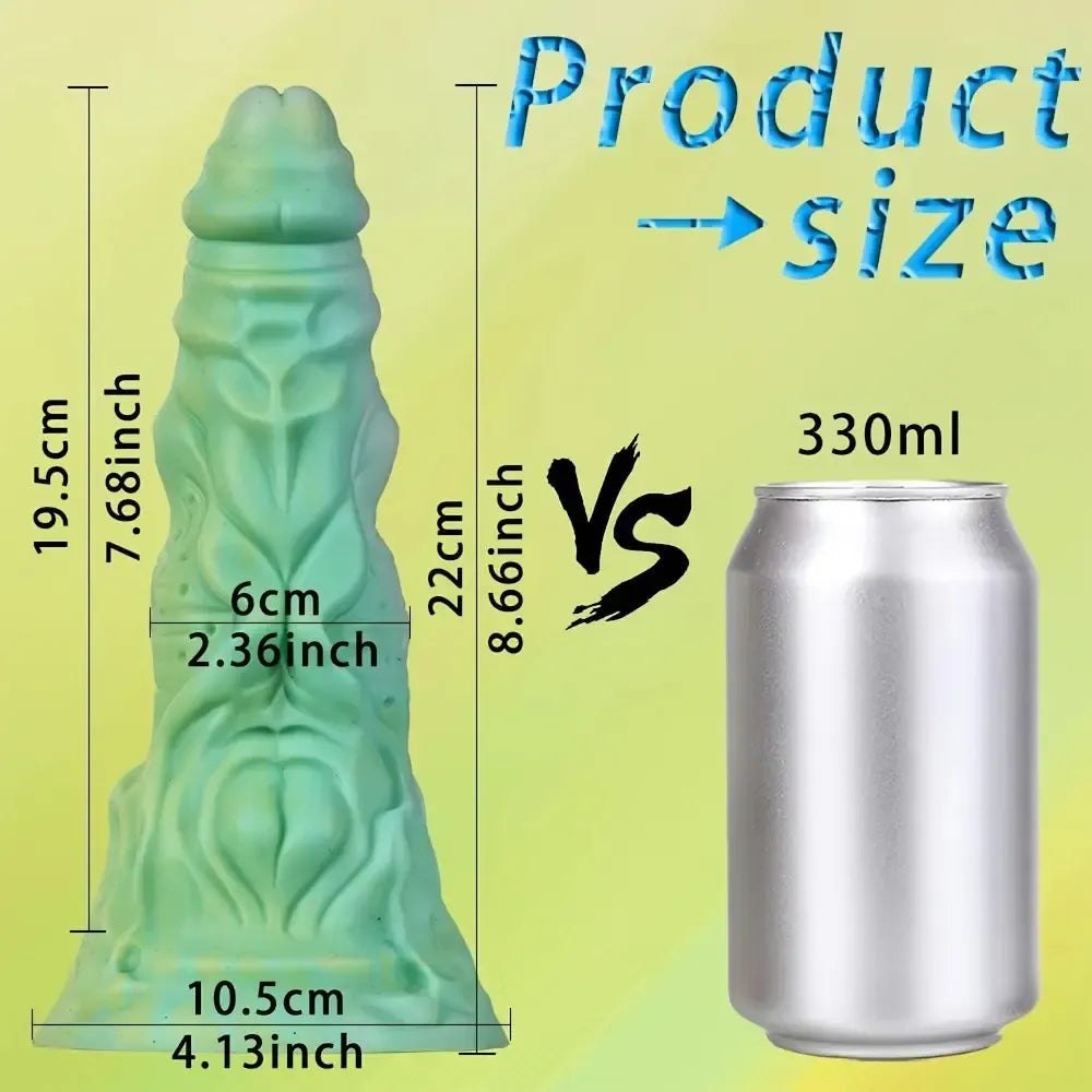 Green textured monster silicone dildo, photo 4
