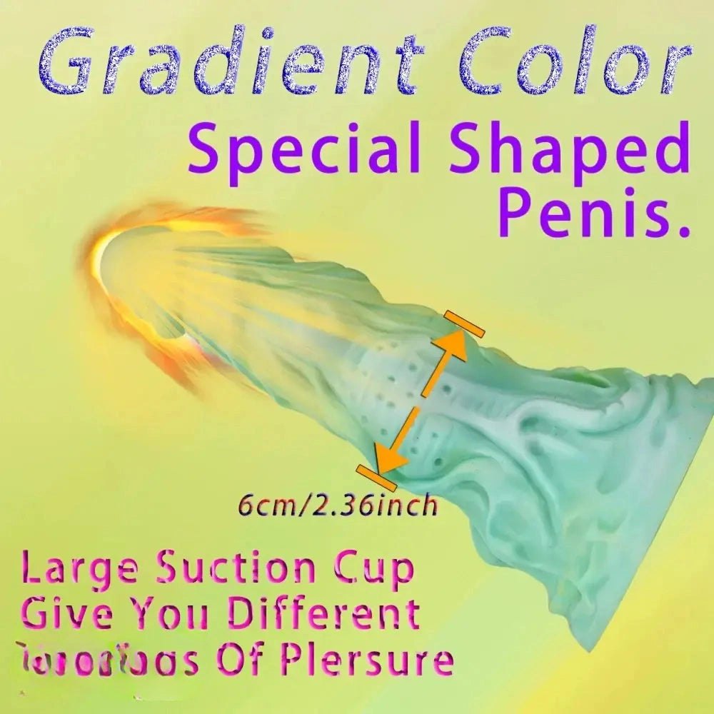 Green textured monster silicone dildo, photo 5