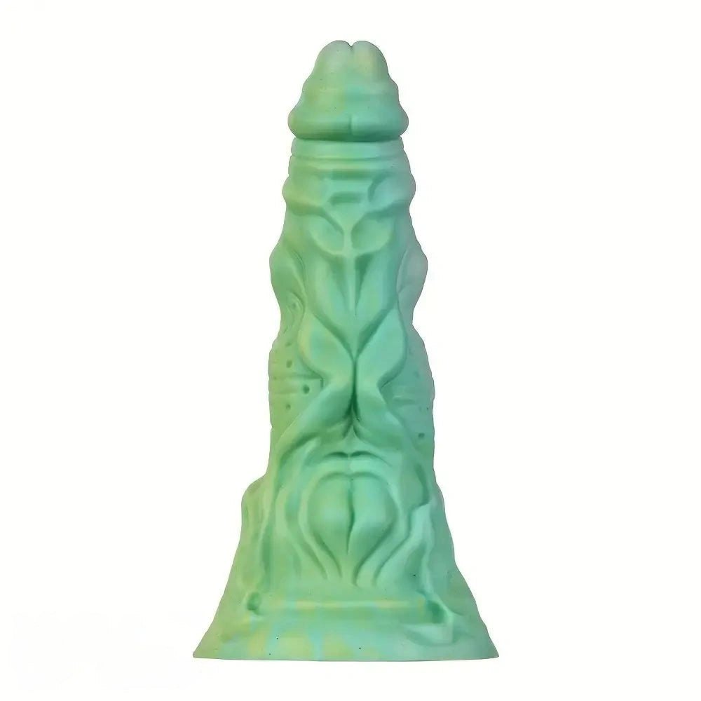 Green textured monster silicone dildo, photo 7