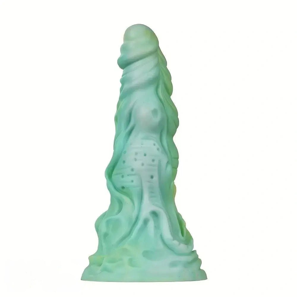 Green textured monster silicone dildo, photo 9