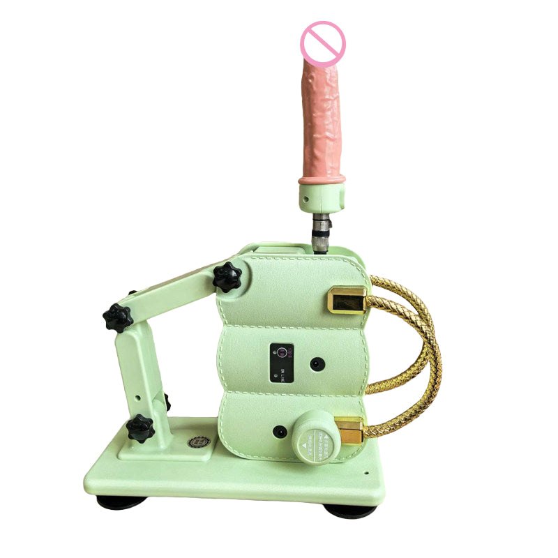 Green portable retractable sex machine with dildo attachment, photo 1