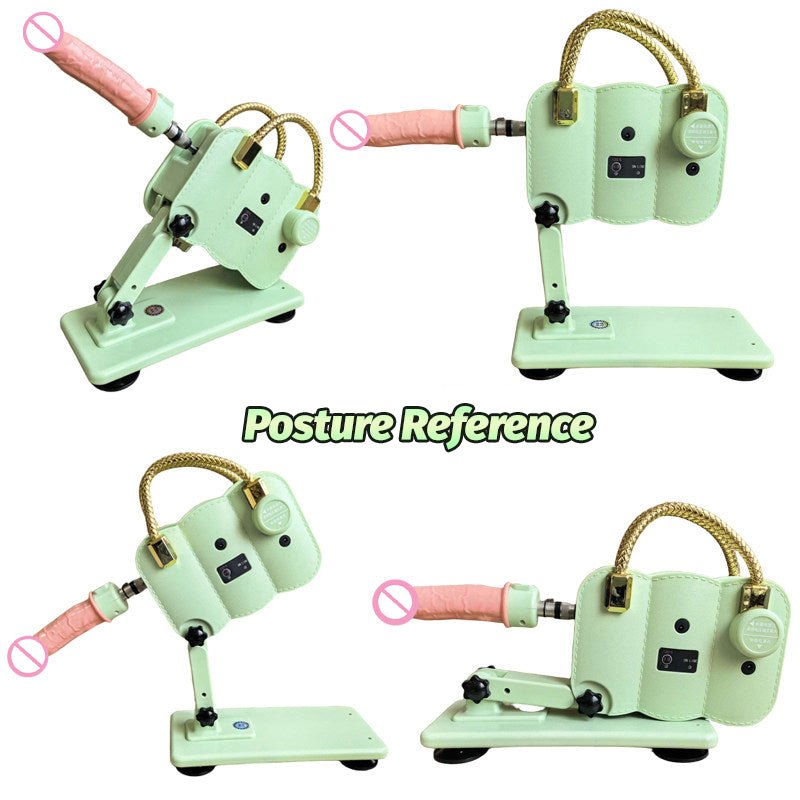 Green portable retractable sex machine with dildo attachment, photo 2