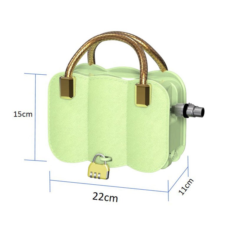 Green portable retractable sex machine with dildo attachment, photo 4