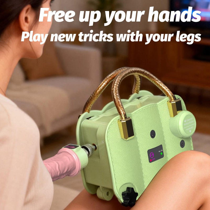 Green portable retractable sex machine with dildo attachment, photo 6