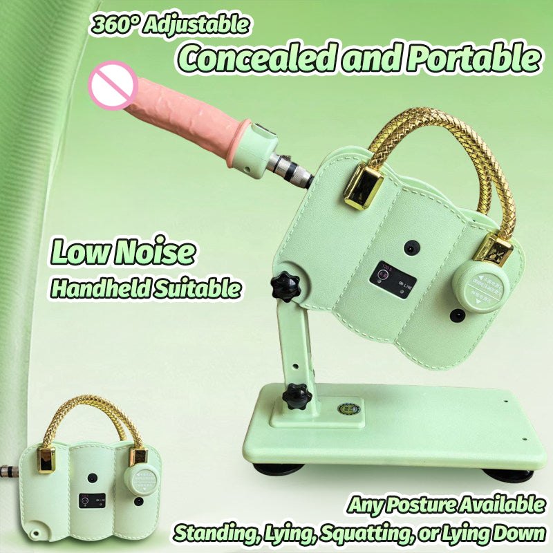 Green portable retractable sex machine with dildo attachment, photo 7