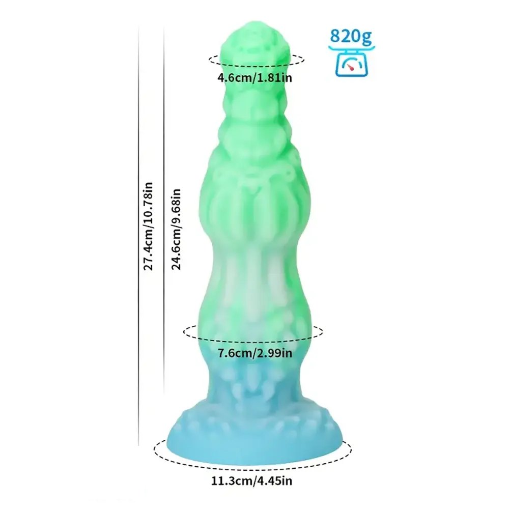 Green ribbed monster fantasy dildo, photo 2