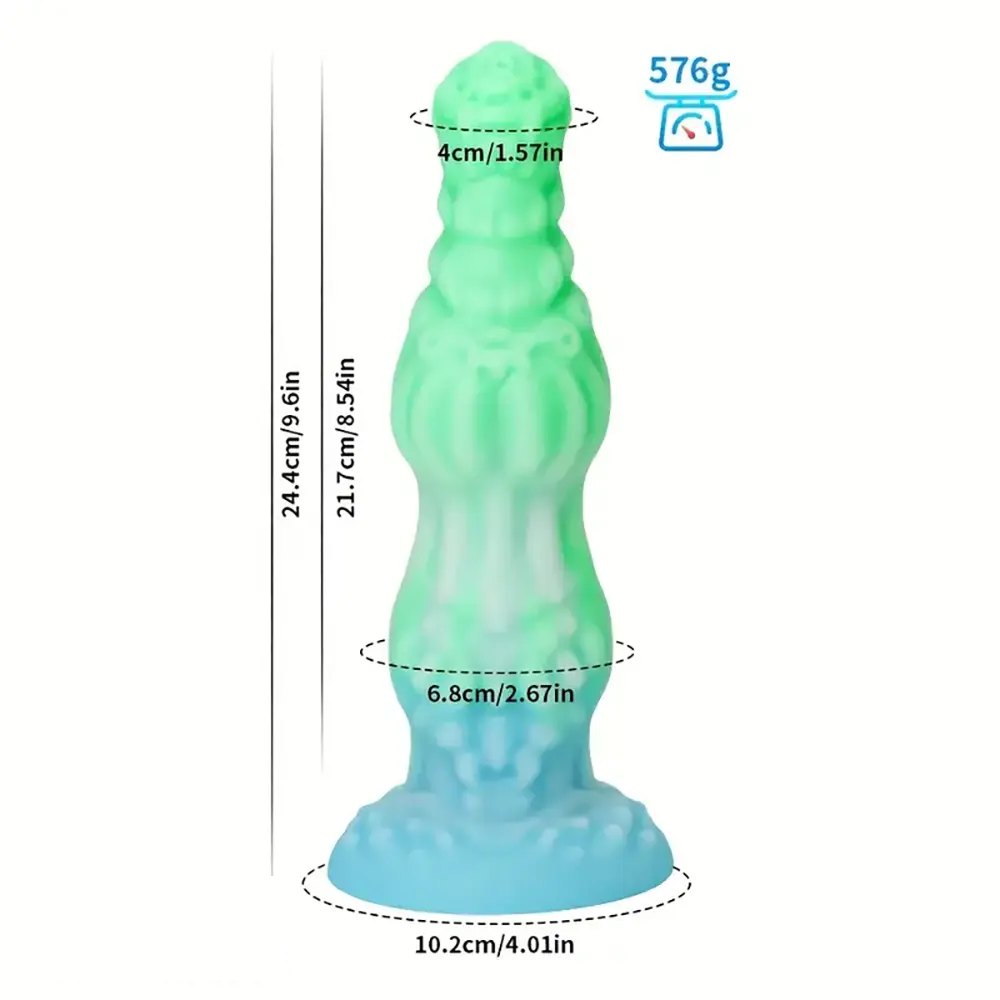 Green ribbed monster fantasy dildo, photo 3