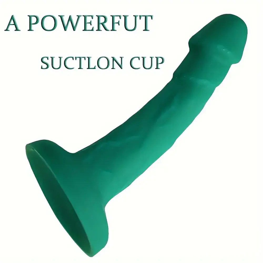 Green silicone curved dildo, photo 2