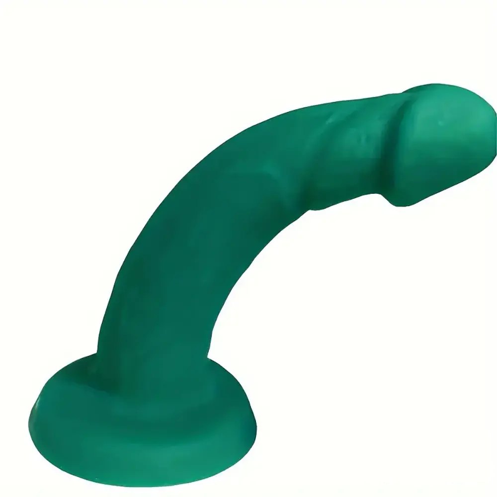Green silicone curved dildo, photo 3