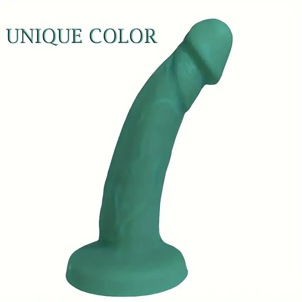 Green silicone curved dildo, photo 4