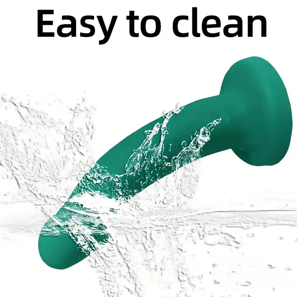 Green silicone curved dildo, photo 5