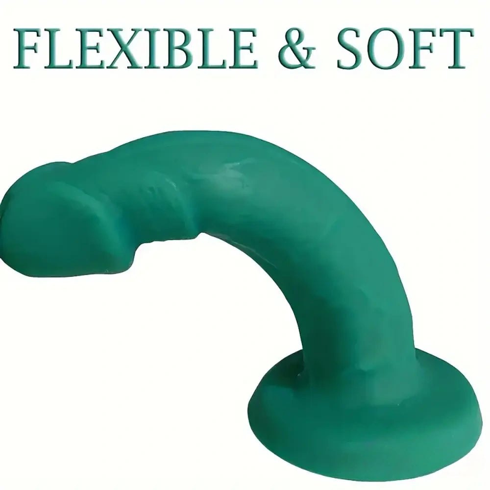 Green silicone curved dildo, photo 6