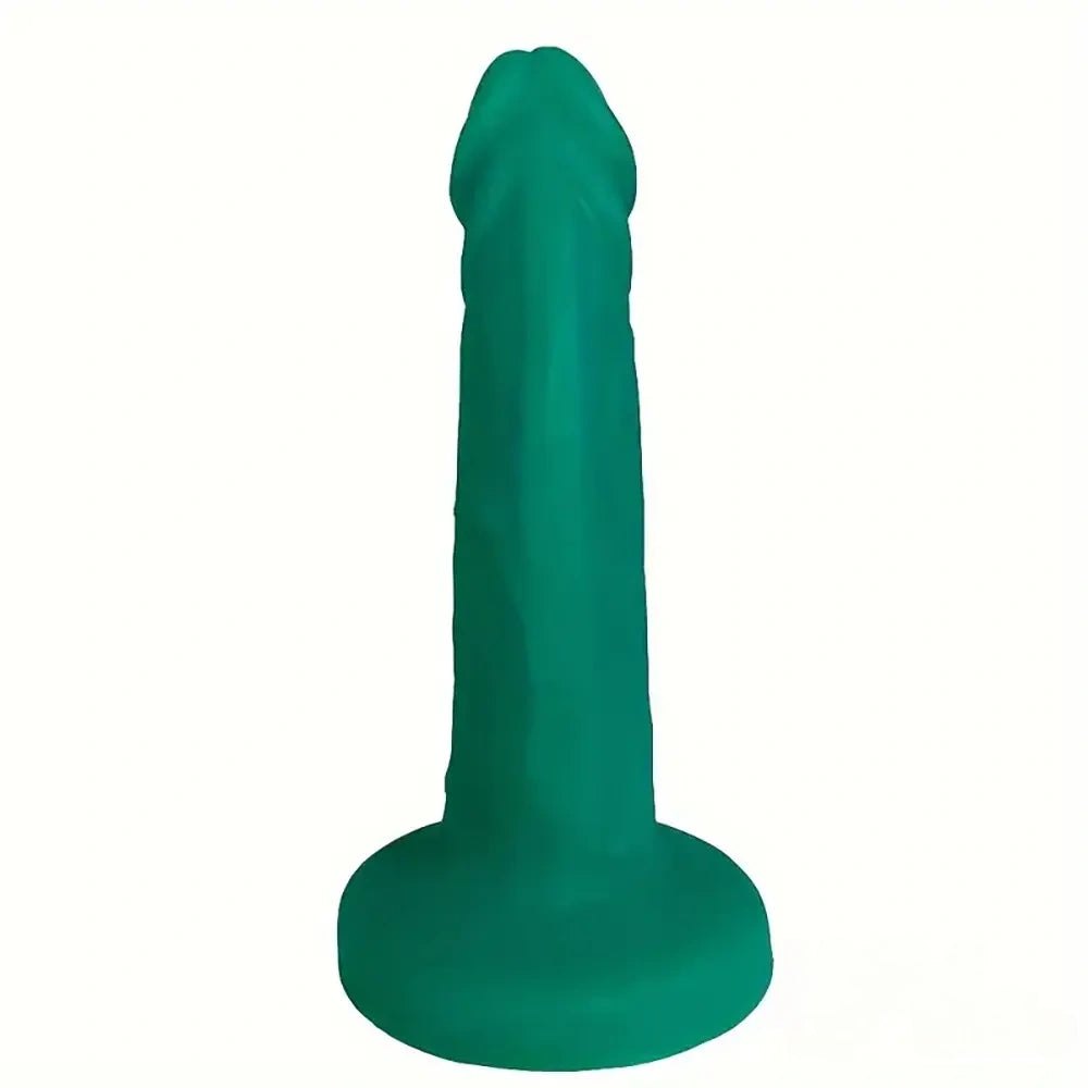 Green silicone curved dildo, photo 7