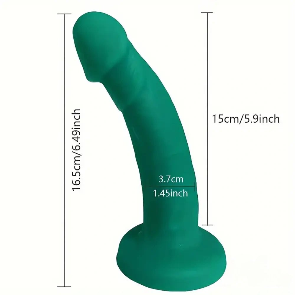 Green silicone curved dildo, photo 9
