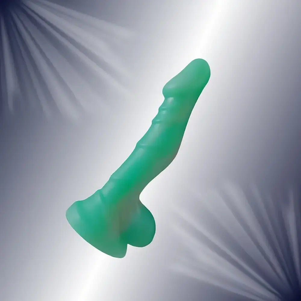 Green frosted slim fantasy silicone dildo, photo 1
