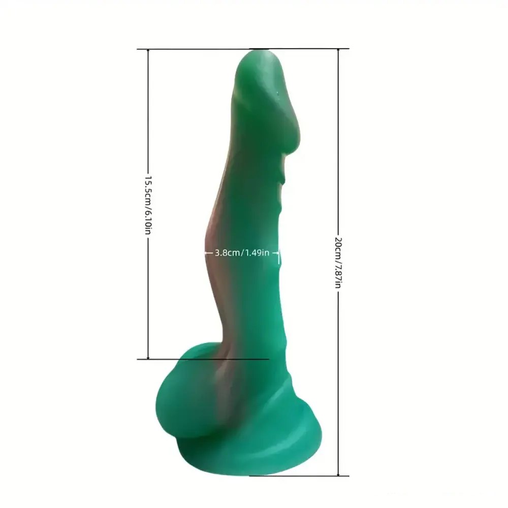 Green frosted slim fantasy silicone dildo, photo 5